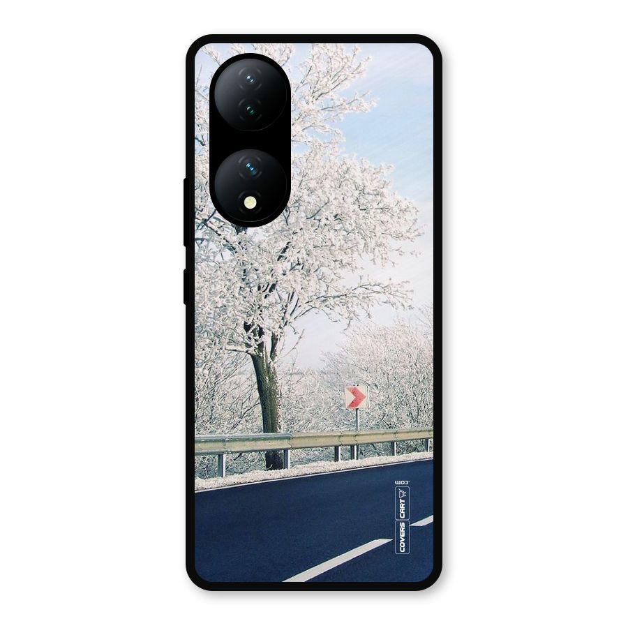 White Snow Tree Metal Back Case for Vivo Y100a
