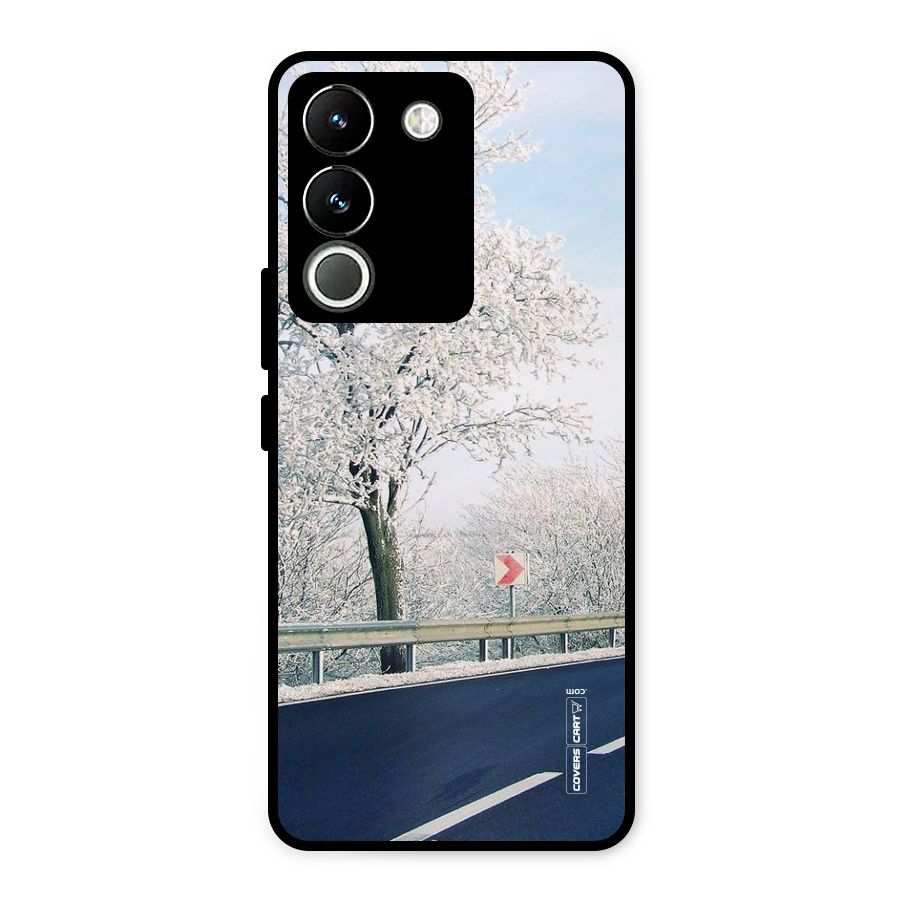 White Snow Tree Metal Back Case for Vivo Y200