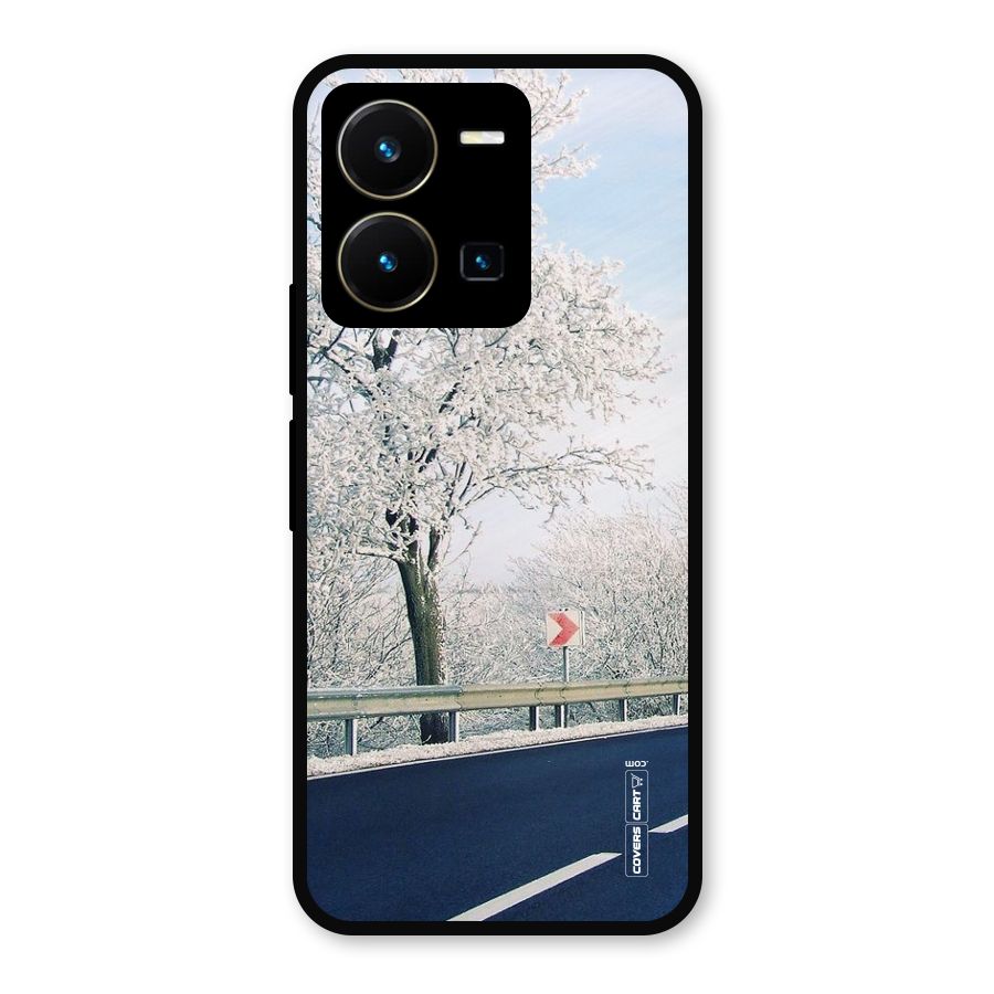 White Snow Tree Metal Back Case for Vivo Y35