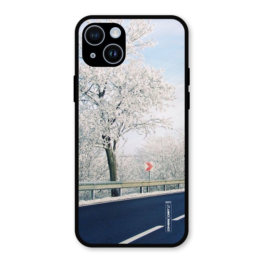 White Snow Tree Metal Back Case for iPhone 14