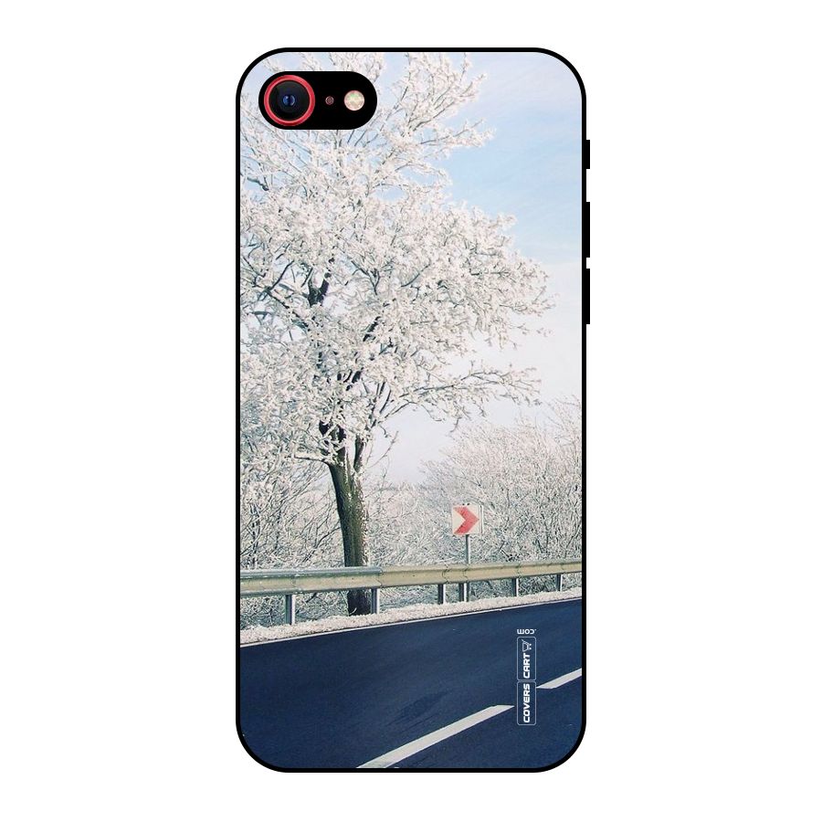 White Snow Tree Metal Back Case for iPhone 8