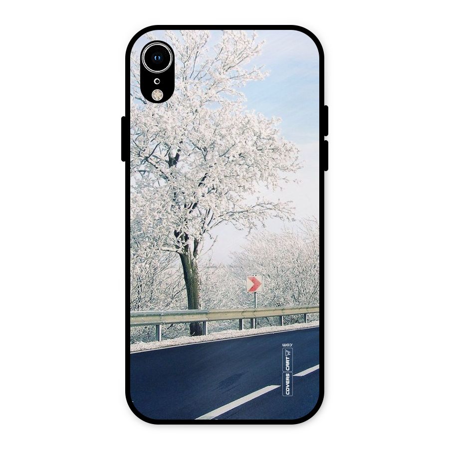 White Snow Tree Metal Back Case for iPhone XR