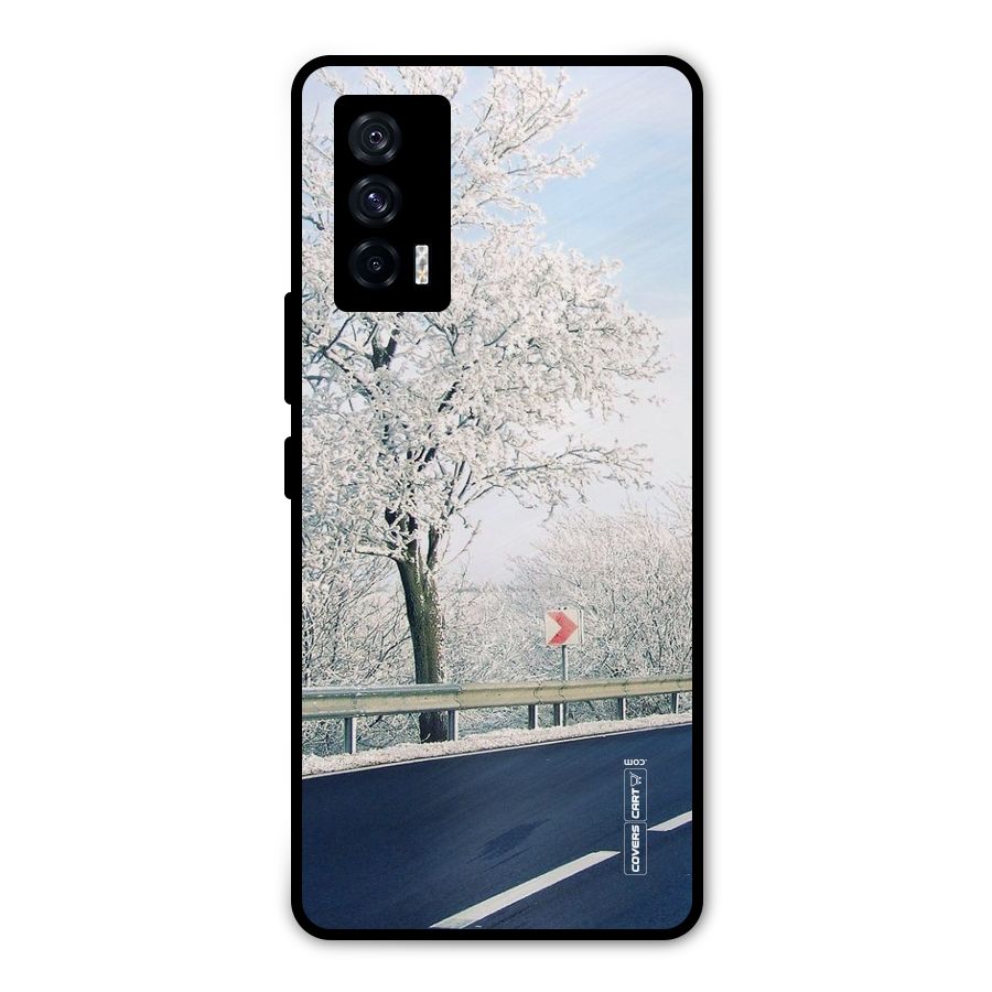 White Snow Tree Metal Back Case for iQOO 7 5G