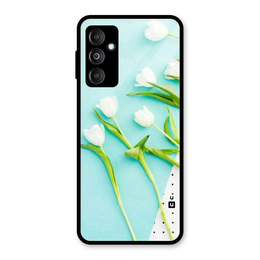White Tulips Glass Back Case for Galaxy M14 5G