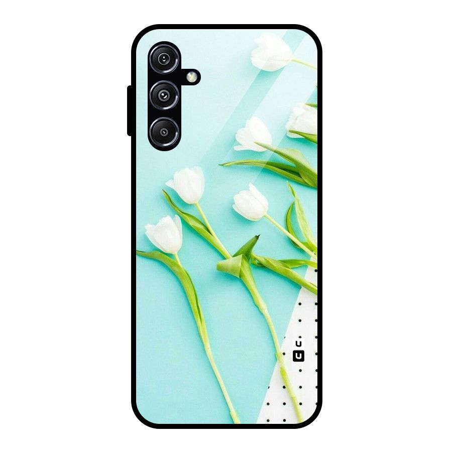 White Tulips Glass Back Case for Galaxy M34 5G