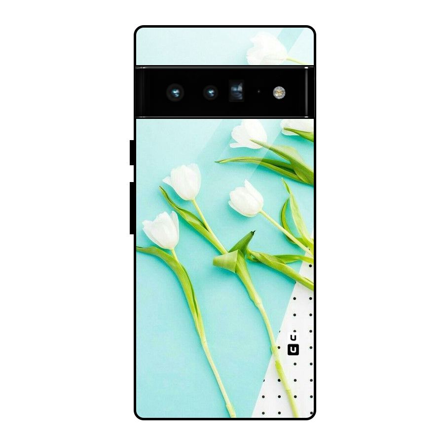 White Tulips Glass Back Case for Google Pixel 6 Pro