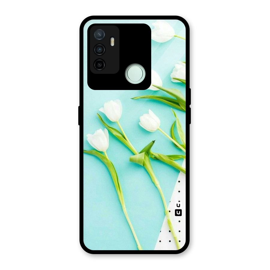 White Tulips Glass Back Case for Oppo A53