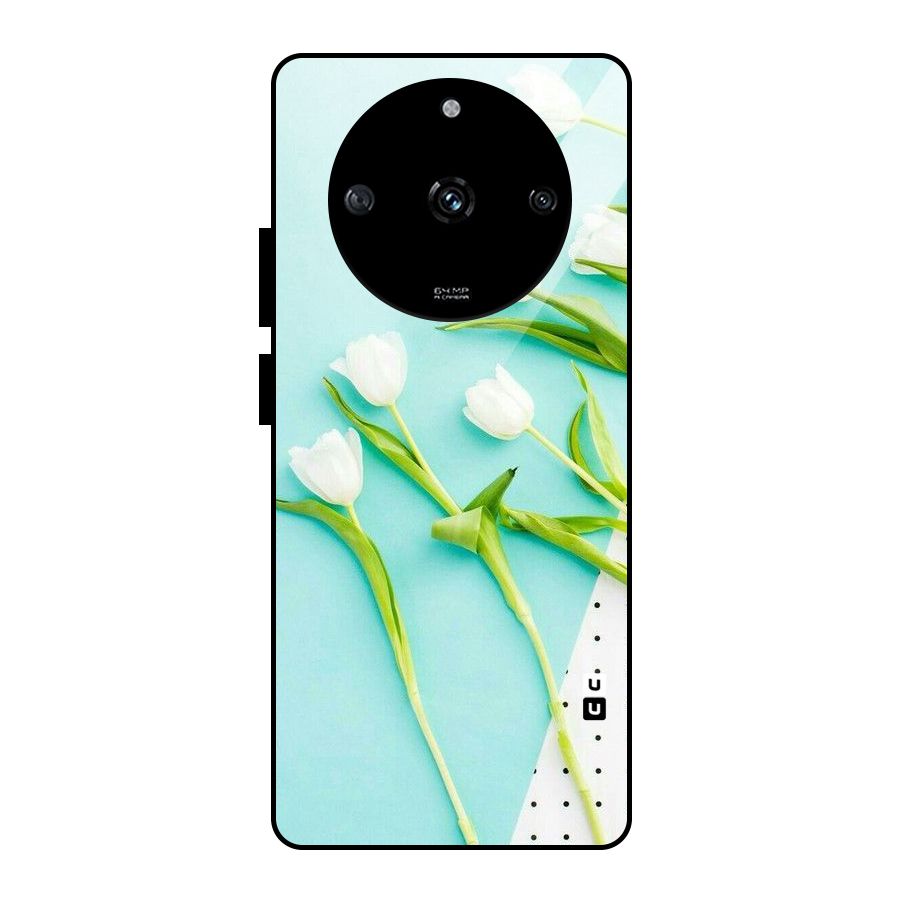 White Tulips Glass Back Case for Realme Narzo 60 5G