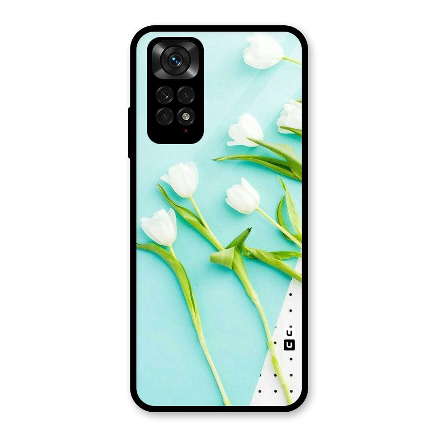 White Tulips Glass Back Case for Redmi Note 11S