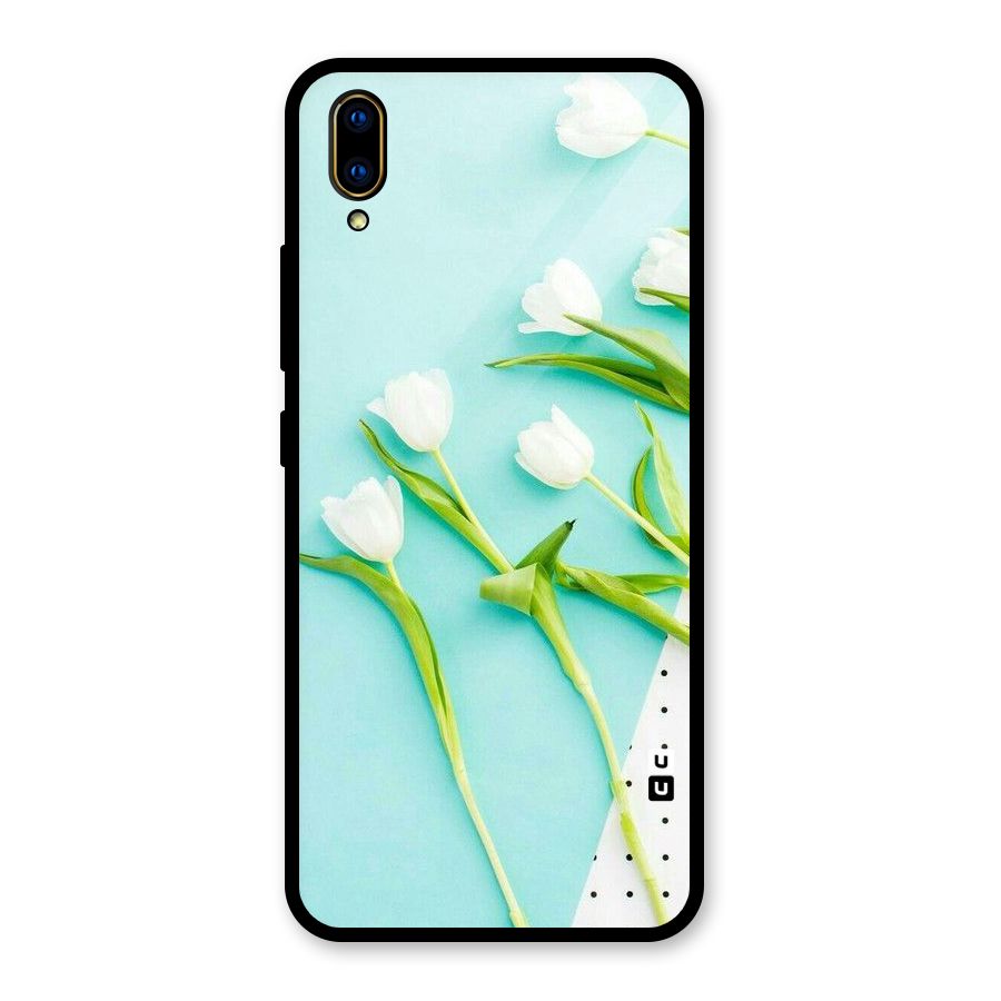 White Tulips Glass Back Case for Vivo V11 Pro