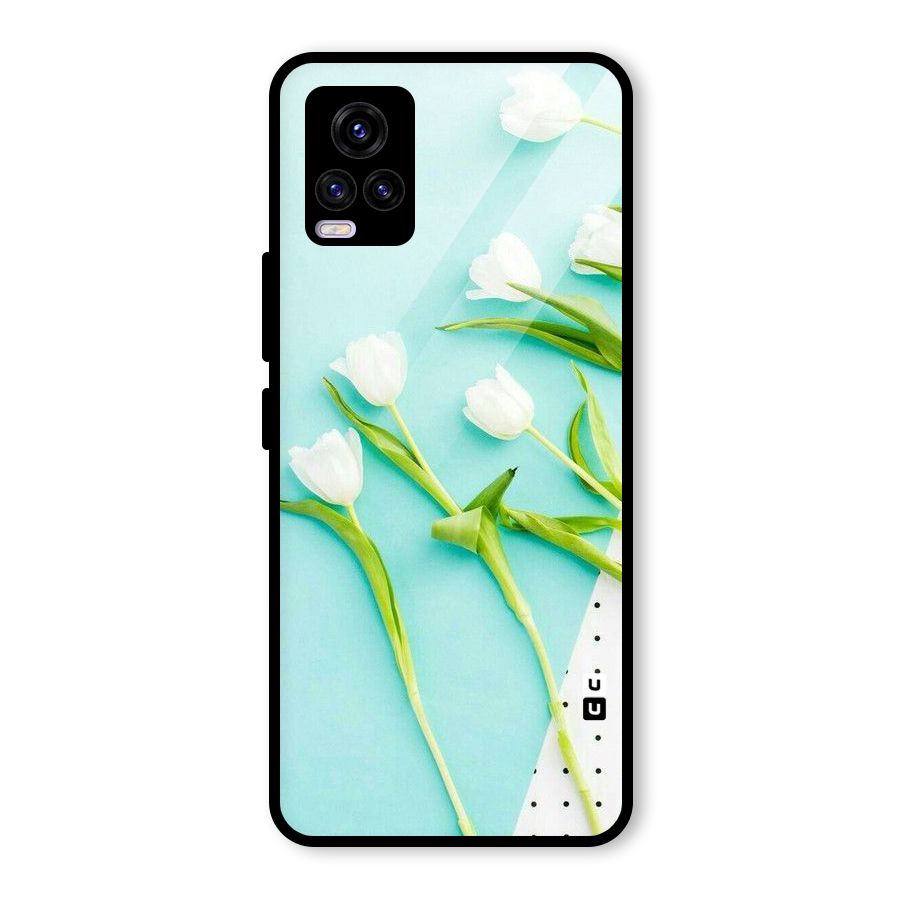 White Tulips Glass Back Case for Vivo V20 2021
