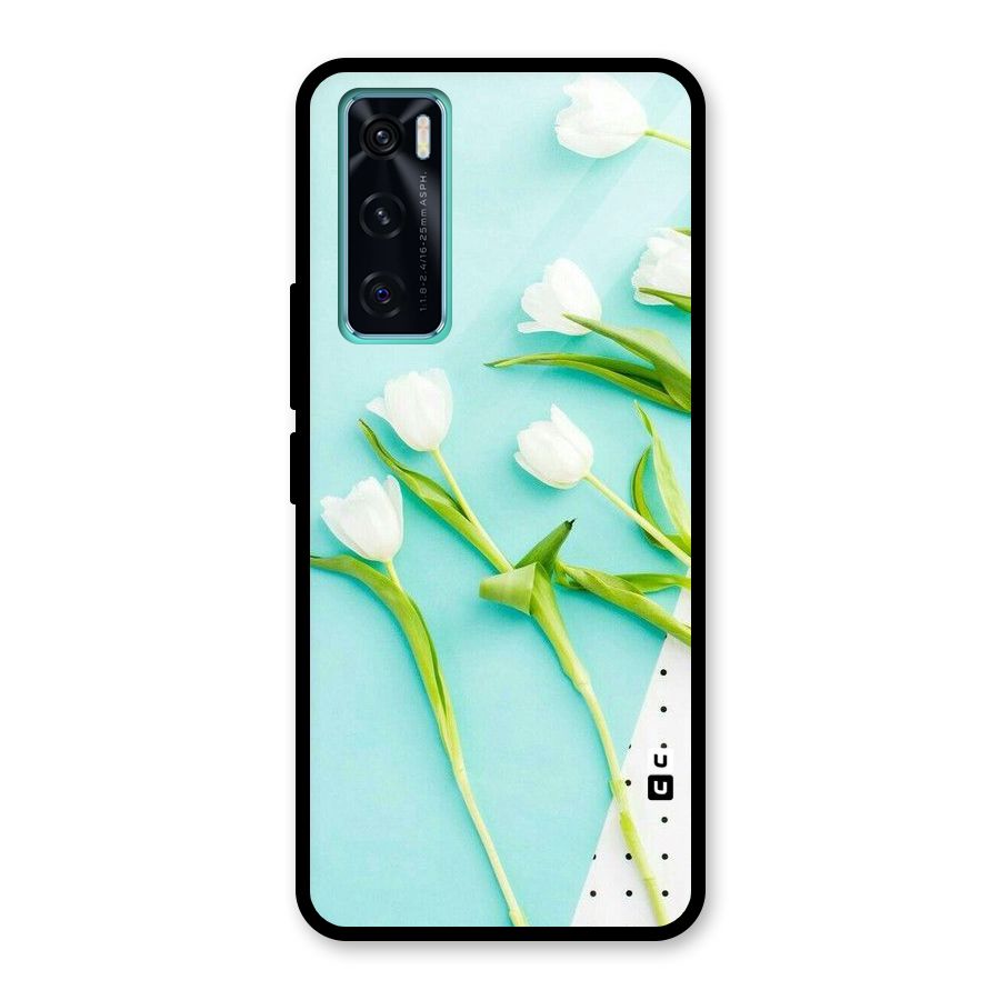 White Tulips Glass Back Case for Vivo V20 SE