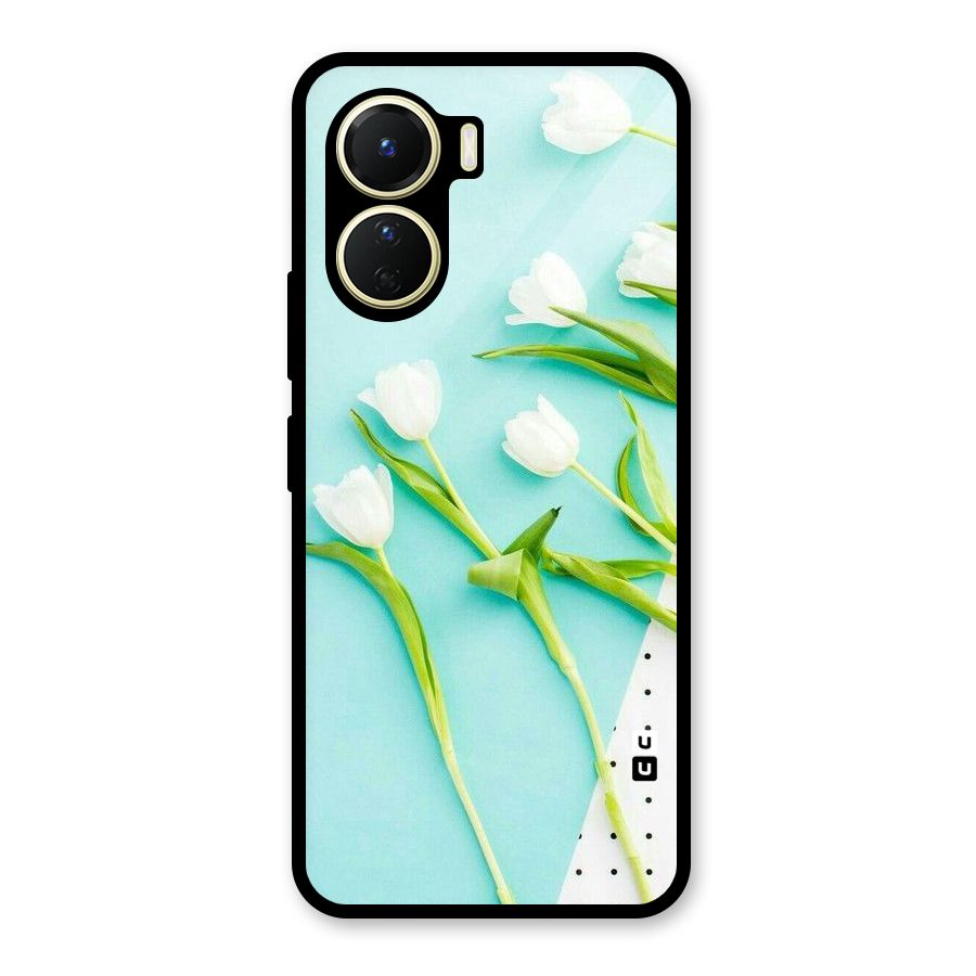 White Tulips Glass Back Case for Vivo Y56