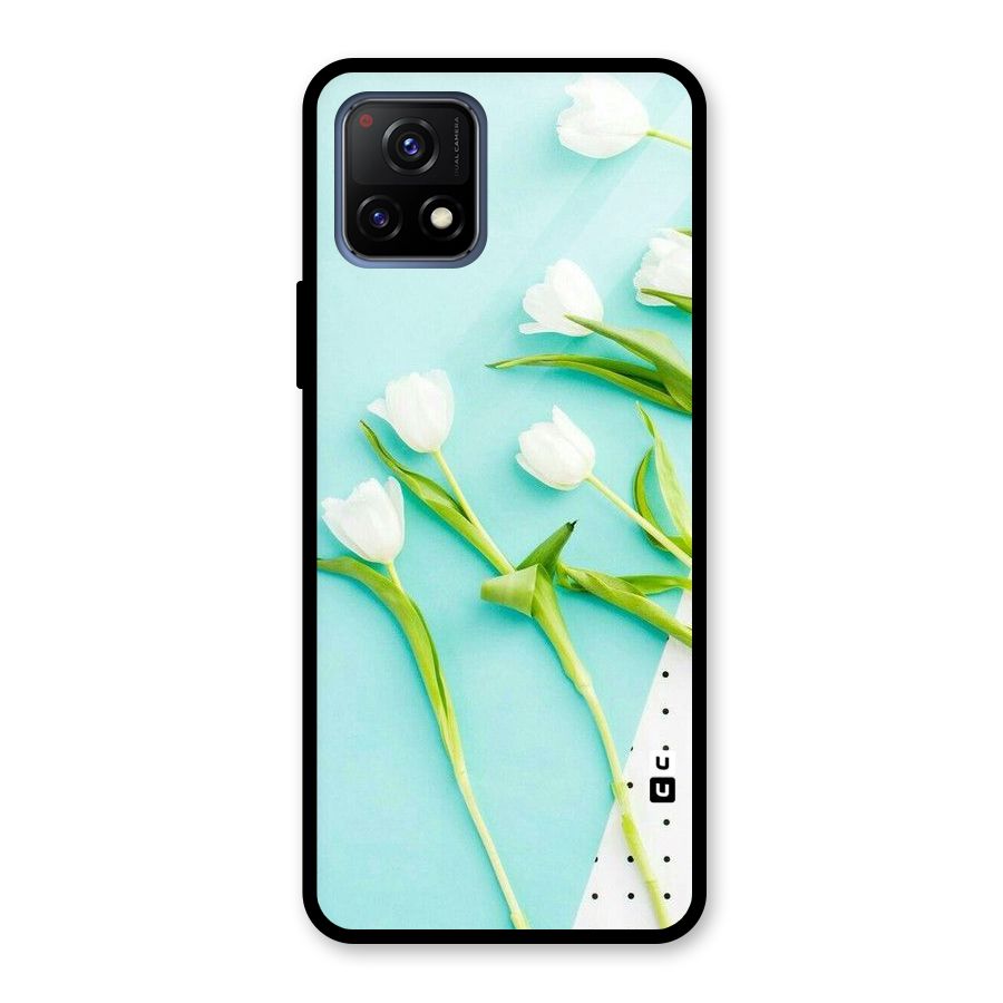 White Tulips Glass Back Case for Vivo Y72 5G