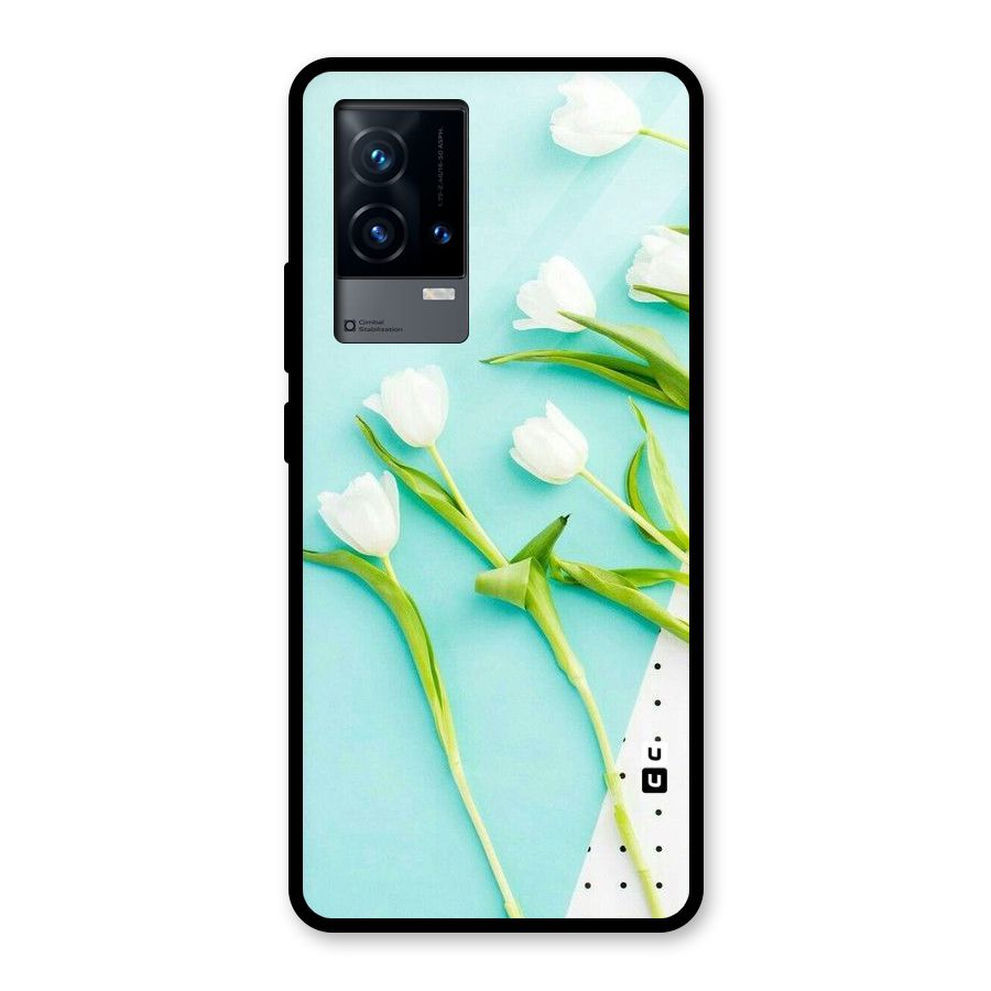White Tulips Glass Back Case for iQOO 9 5G