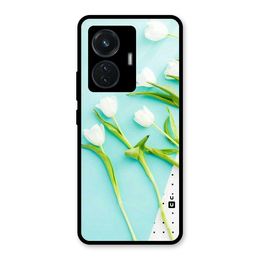 White Tulips Glass Back Case for iQOO Z6 44W