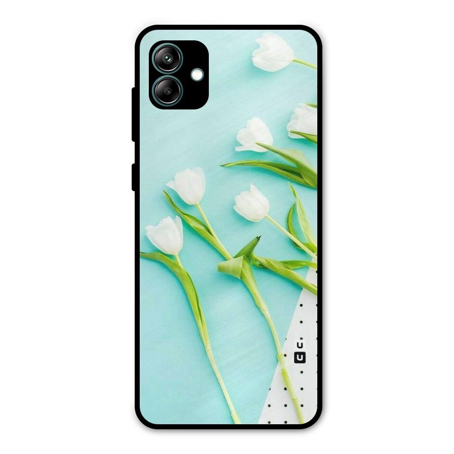 White Tulips Metal Back Case for Galaxy A04