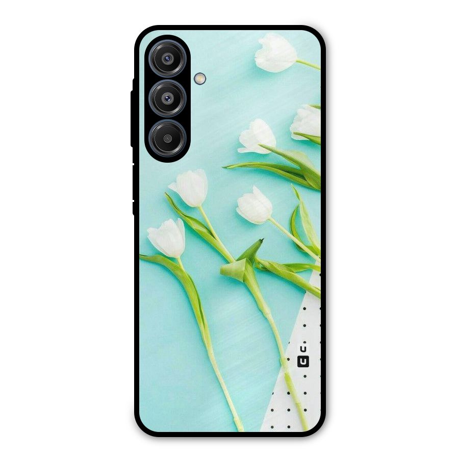 White Tulips Metal Back Case for Galaxy A16 5G