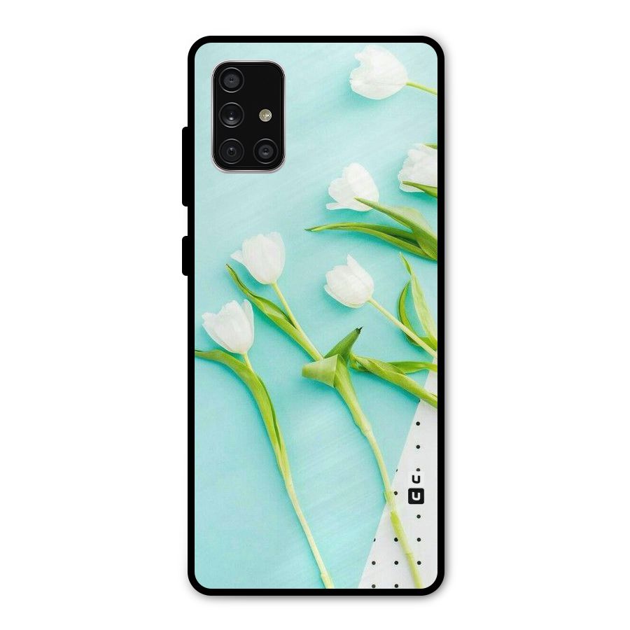 White Tulips Metal Back Case for Galaxy A71