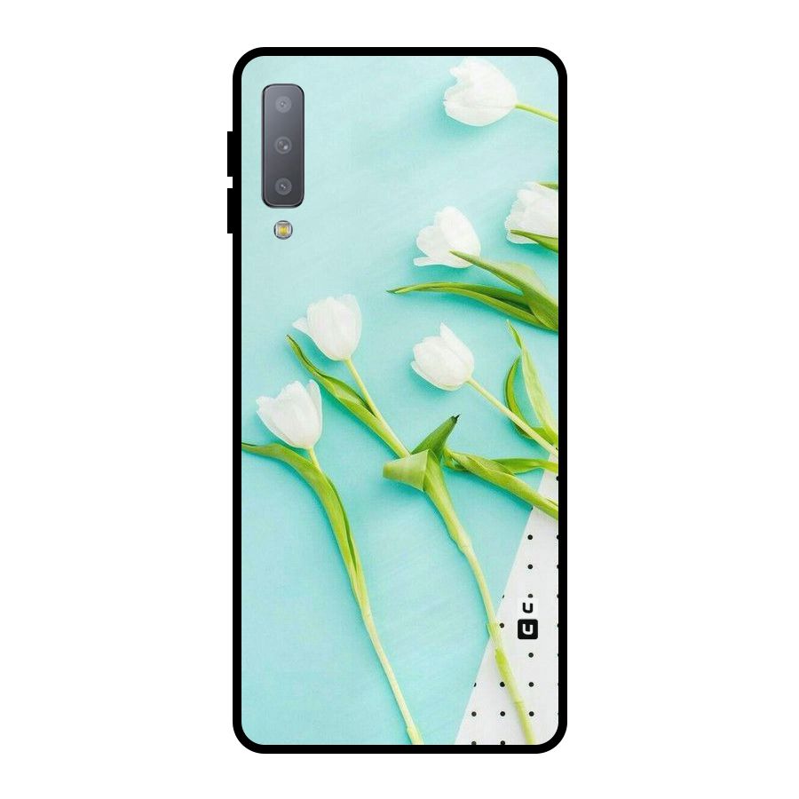 White Tulips Metal Back Case for Galaxy A7 (2018)