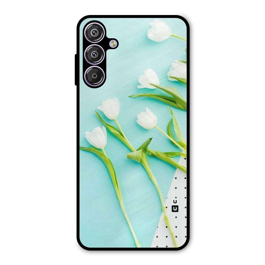White Tulips Metal Back Case for Galaxy F15