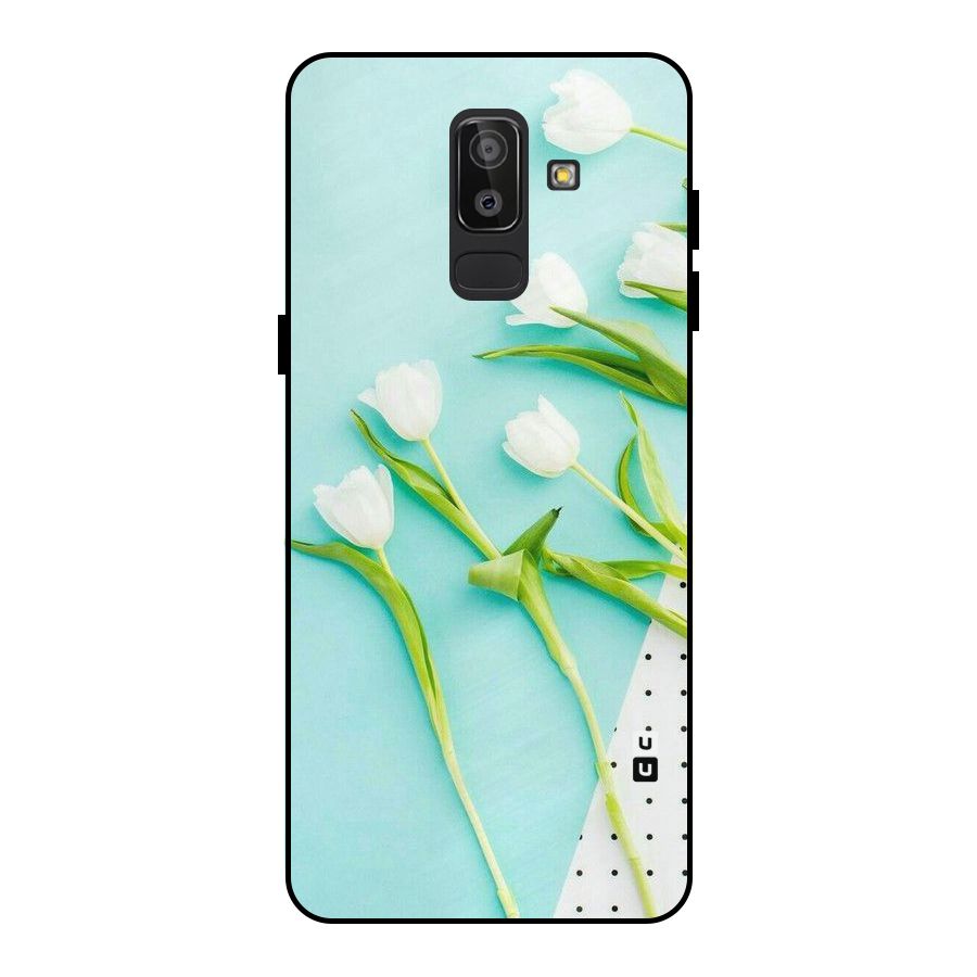 White Tulips Metal Back Case for Galaxy J8