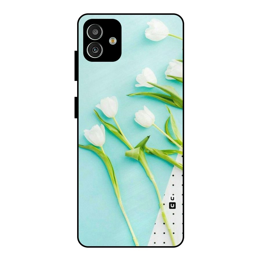 White Tulips Metal Back Case for Galaxy M13 5G