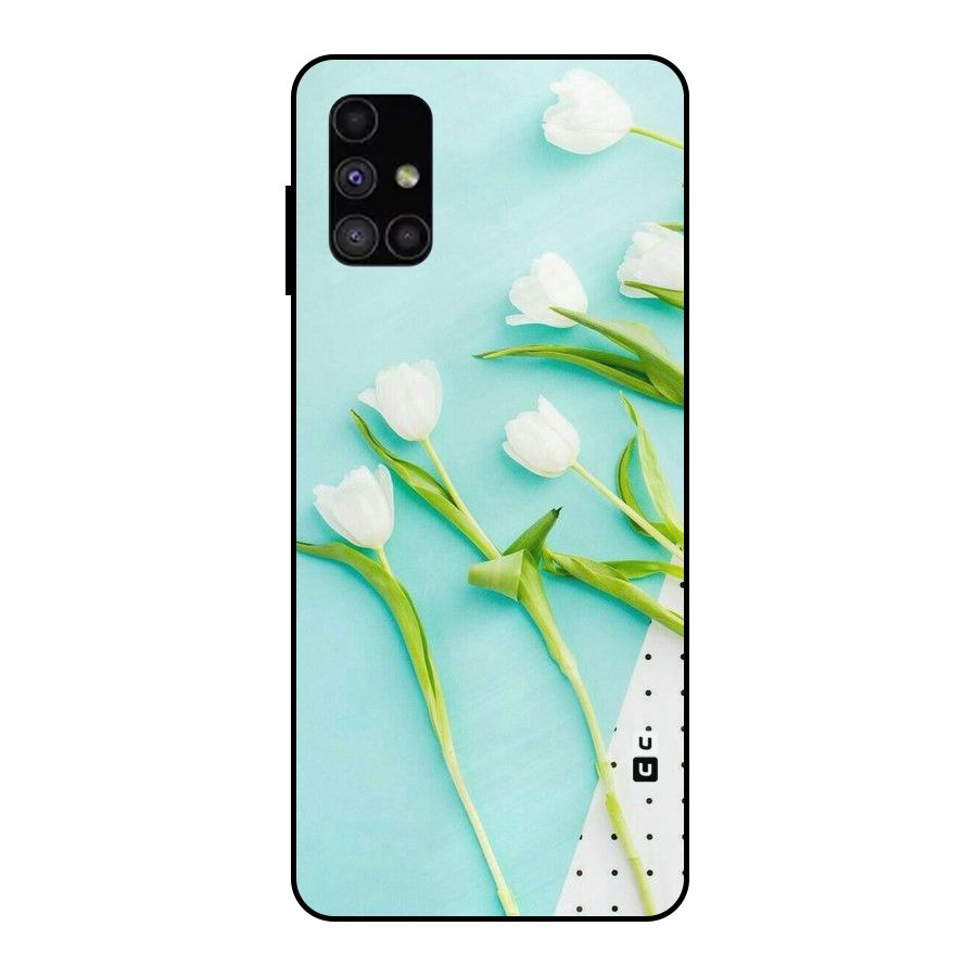 White Tulips Metal Back Case for Galaxy M51