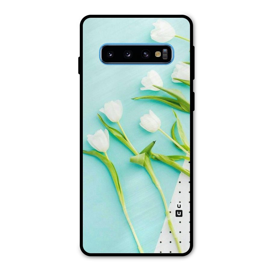 White Tulips Metal Back Case for Galaxy S10