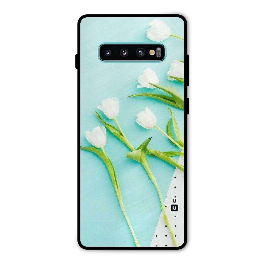 White Tulips Metal Back Case for Galaxy S10 Plus