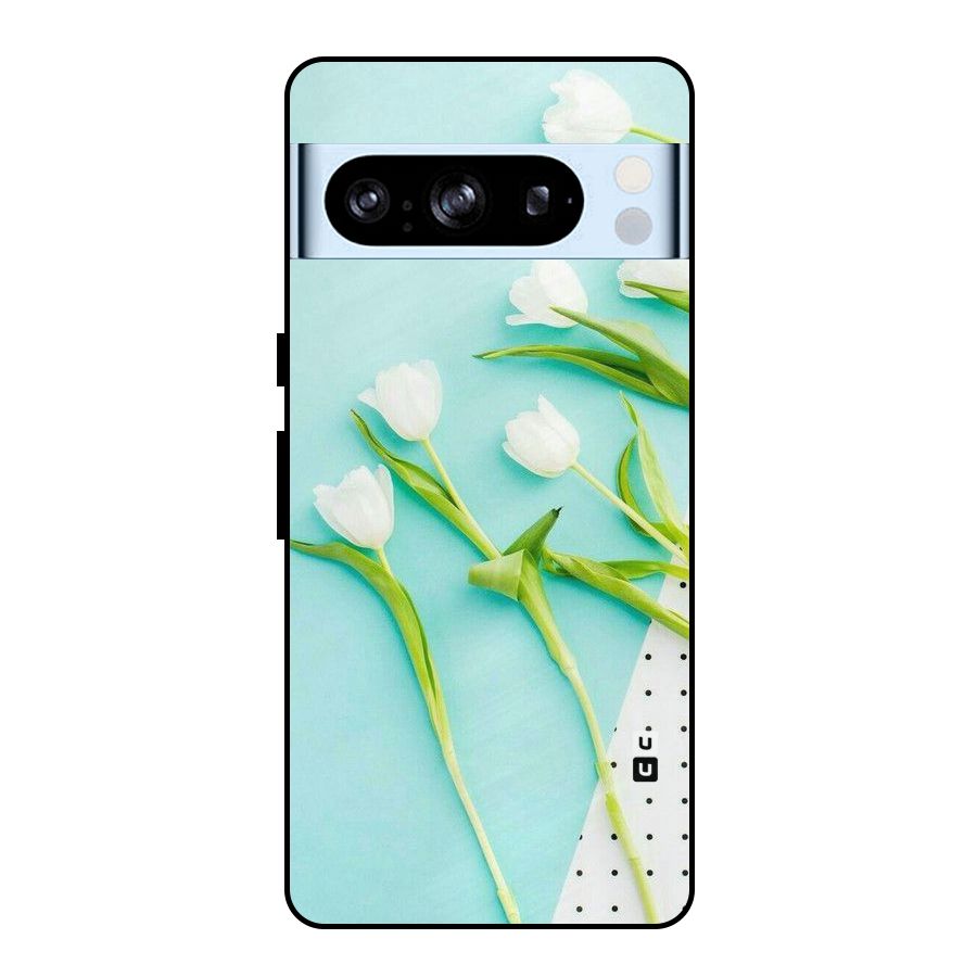White Tulips Metal Back Case for Google Pixel 8 Pro