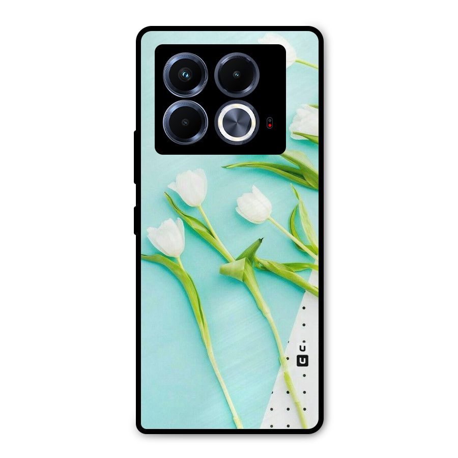 White Tulips Metal Back Case for Infinix Note 40 5G