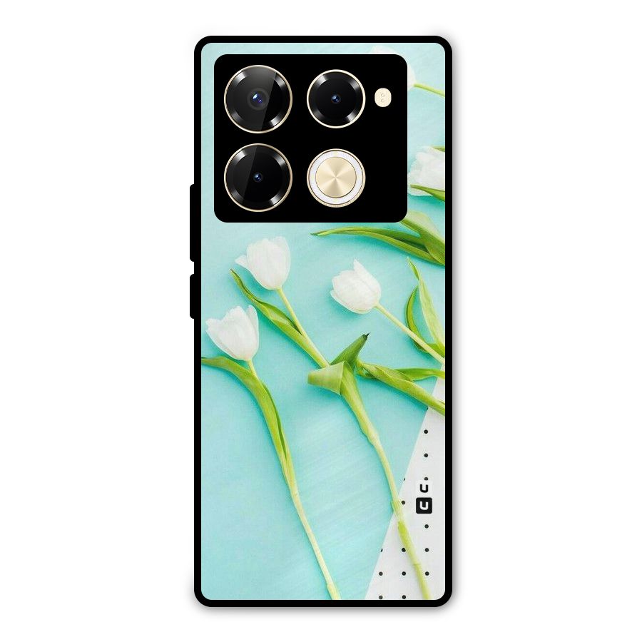 White Tulips Metal Back Case for Infinix Note 40 Pro Plus
