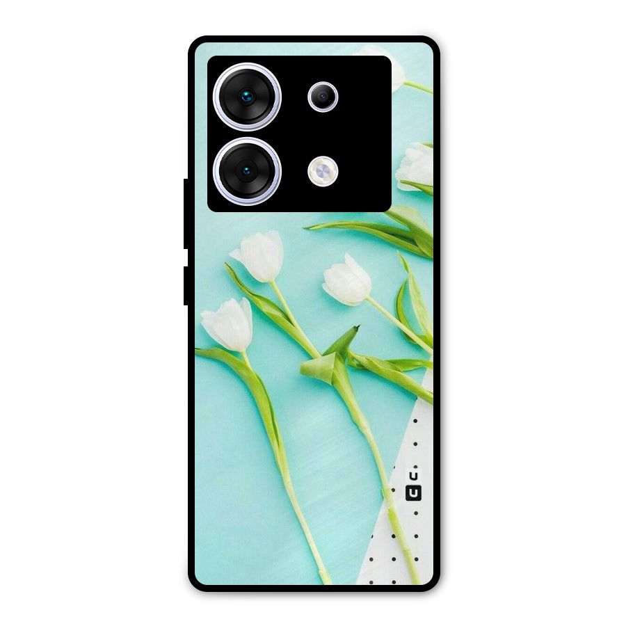 White Tulips Metal Back Case for Infinix Zero 30 5G