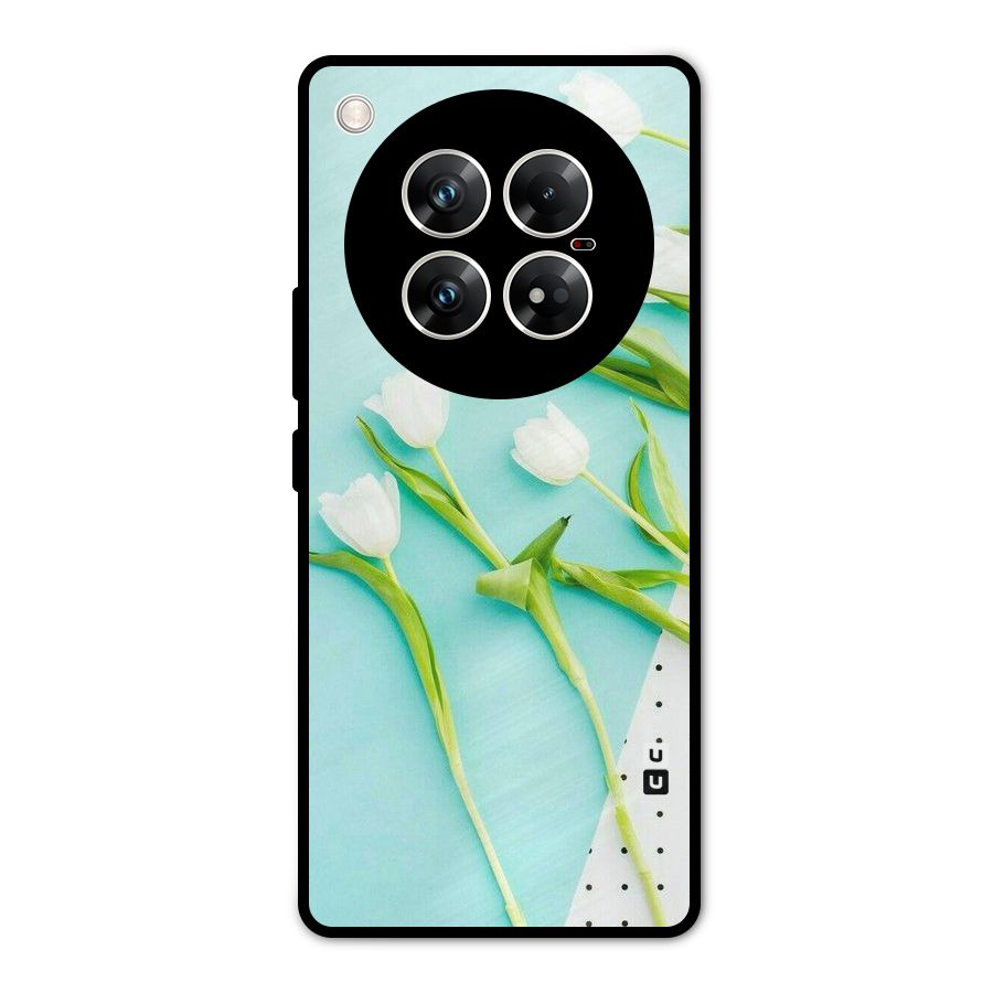 White Tulips Metal Back Case for Infinix Zero 40 5G