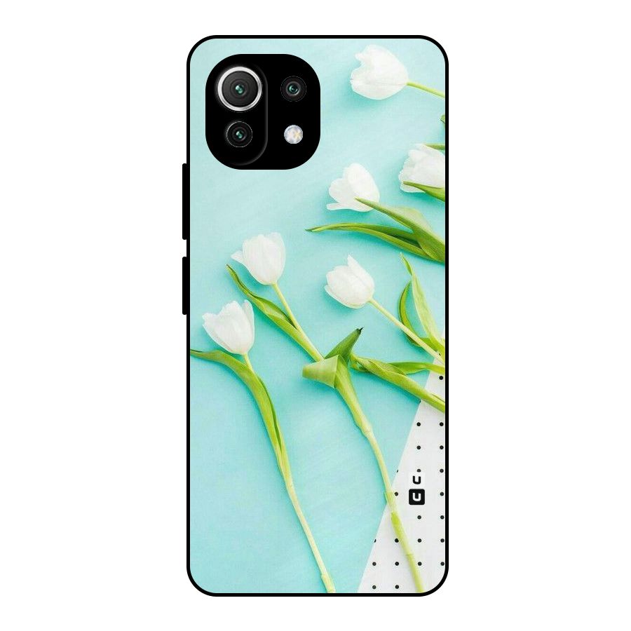 White Tulips Metal Back Case for Mi 11 Lite NE 5G