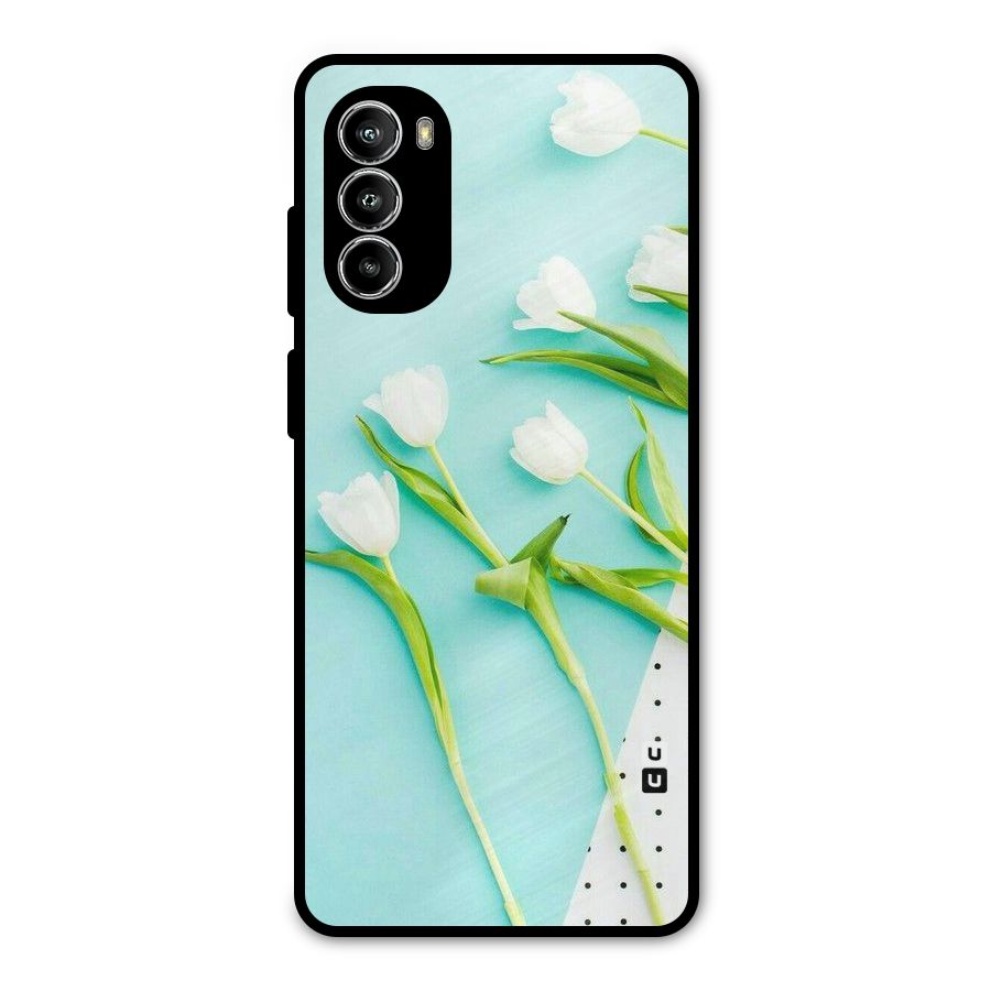 White Tulips Metal Back Case for Moto G52