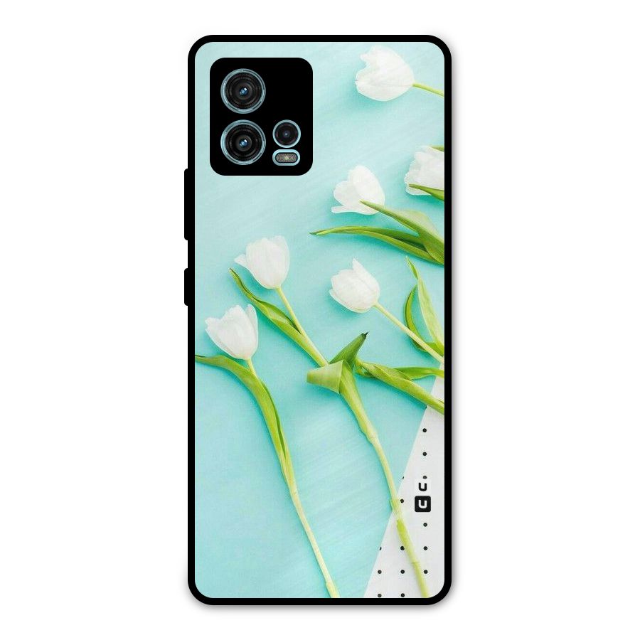 White Tulips Metal Back Case for Moto G72