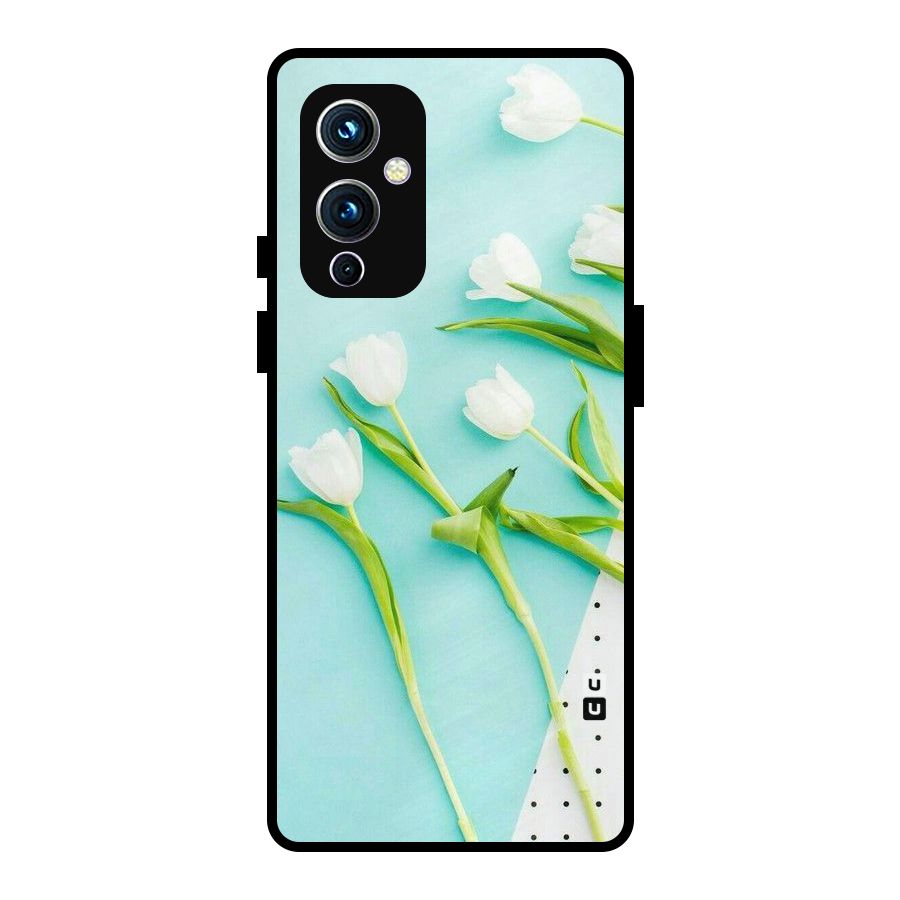 White Tulips Metal Back Case for OnePlus 9