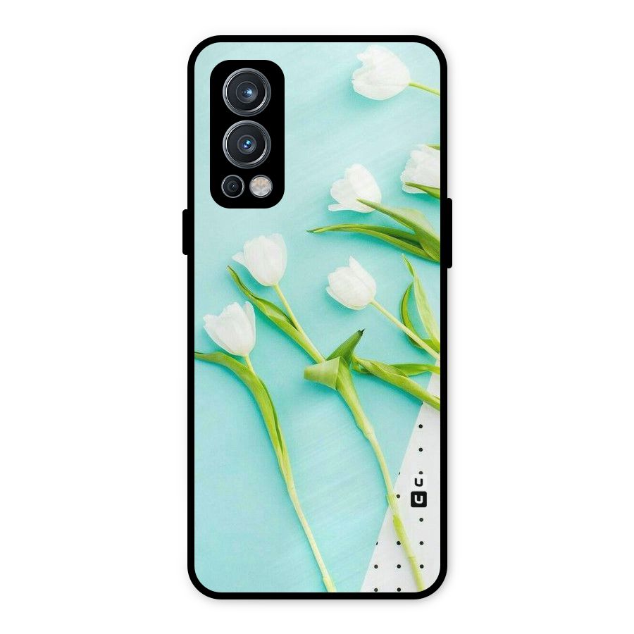 White Tulips Metal Back Case for OnePlus Nord 2 5G
