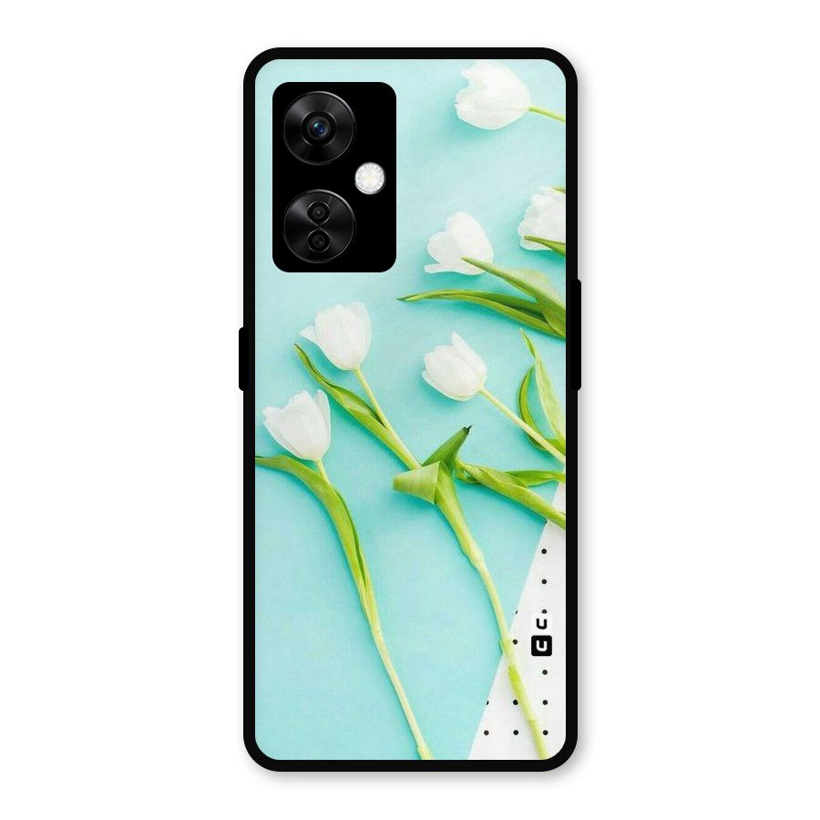 White Tulips Metal Back Case for OnePlus Nord CE 3 Lite