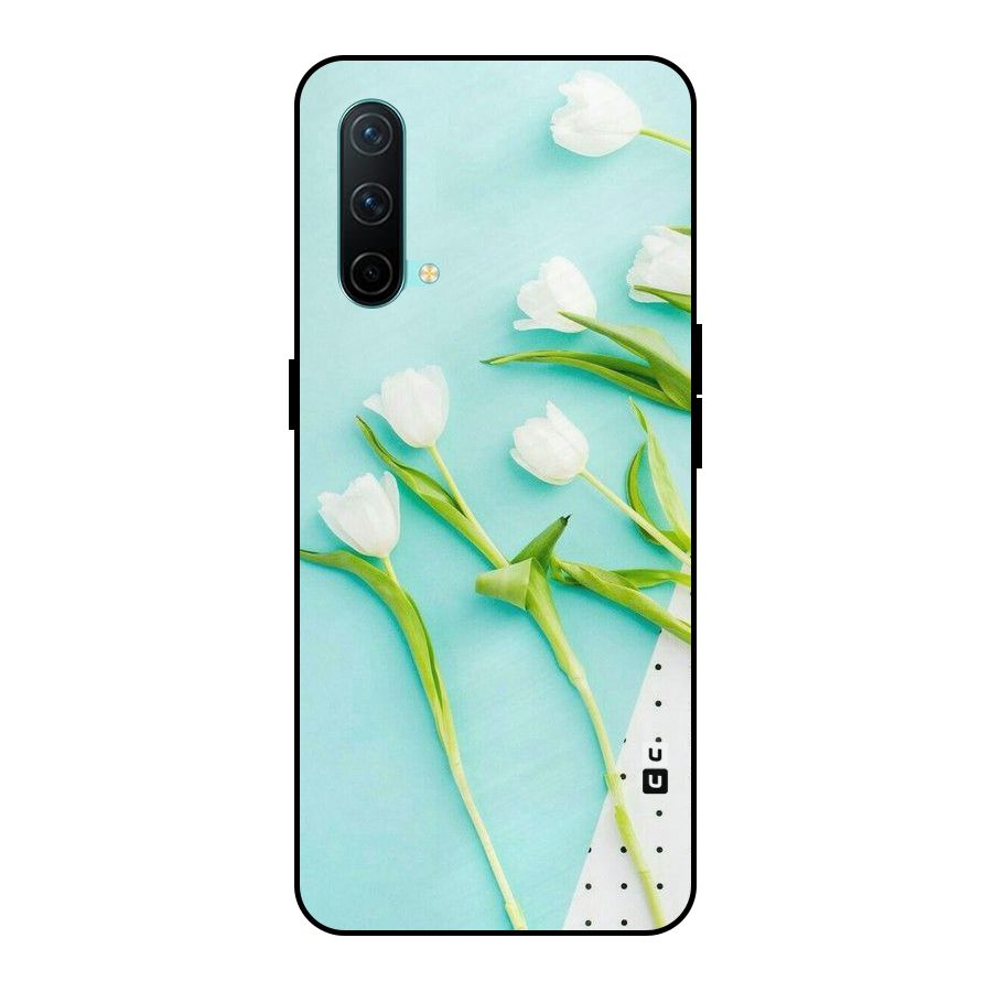 White Tulips Metal Back Case for OnePlus Nord CE 5G