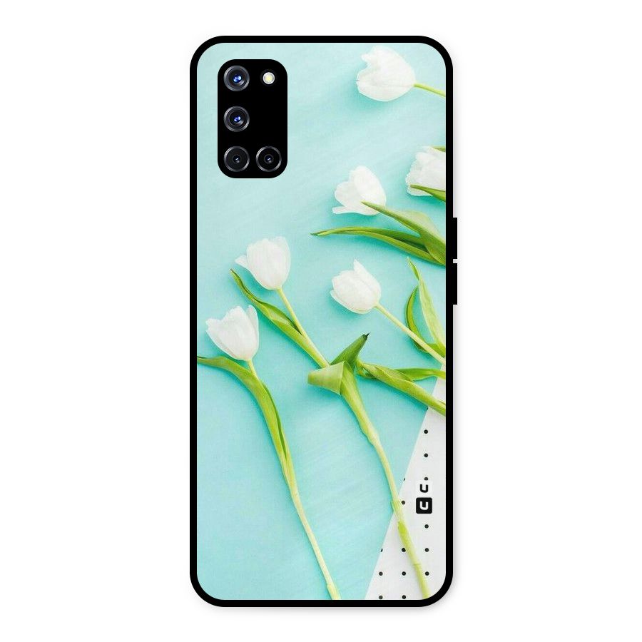 White Tulips Metal Back Case for Oppo A52