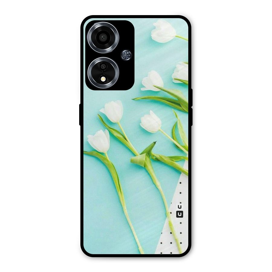 White Tulips Metal Back Case for Oppo A59