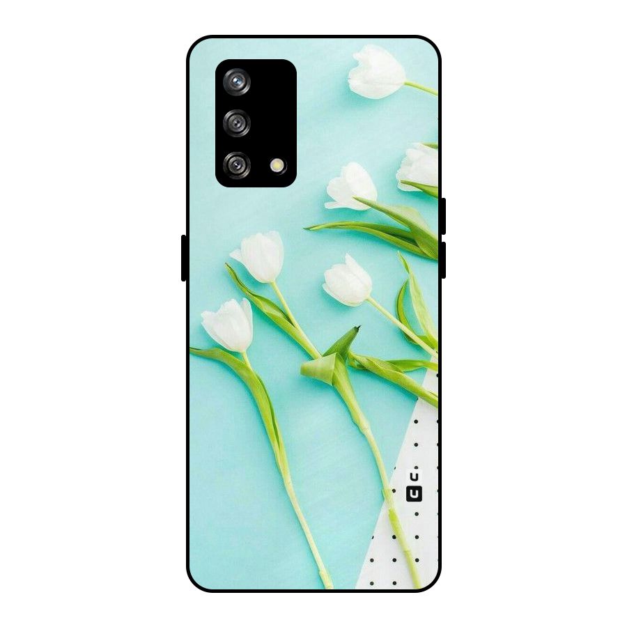 White Tulips Metal Back Case for Oppo F19