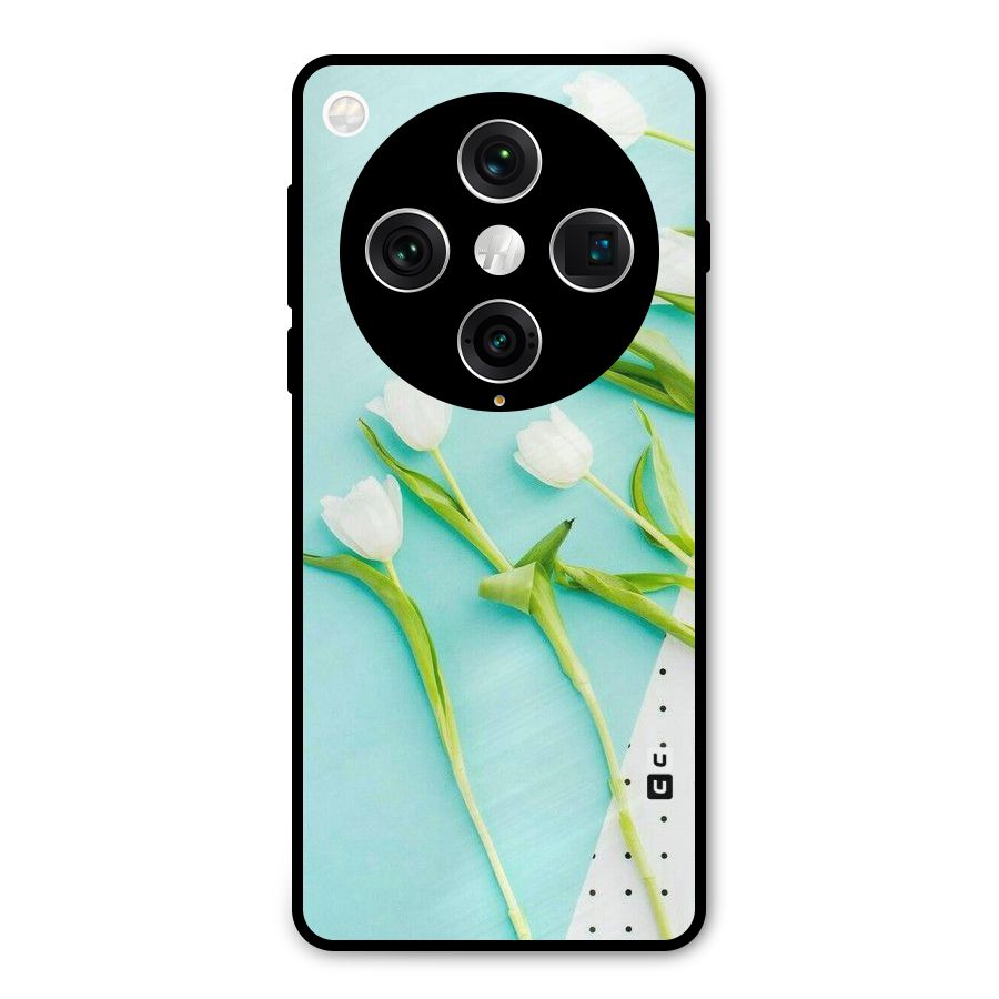 White Tulips Metal Back Case for Oppo Find X8 Pro