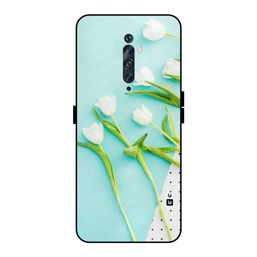 White Tulips Metal Back Case for Oppo Reno2 Z