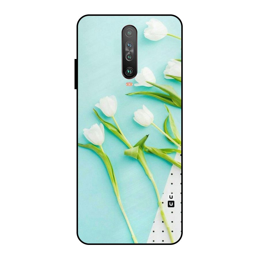 White Tulips Metal Back Case for Poco X2