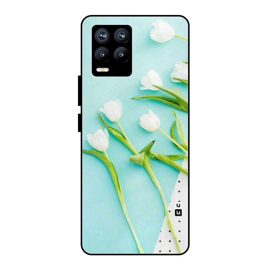 White Tulips Metal Back Case for Realme 8 Pro