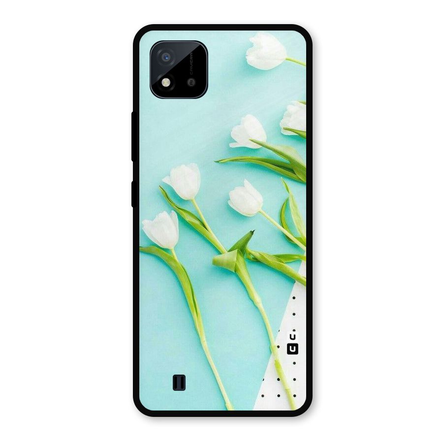 White Tulips Metal Back Case for Realme C11 2021